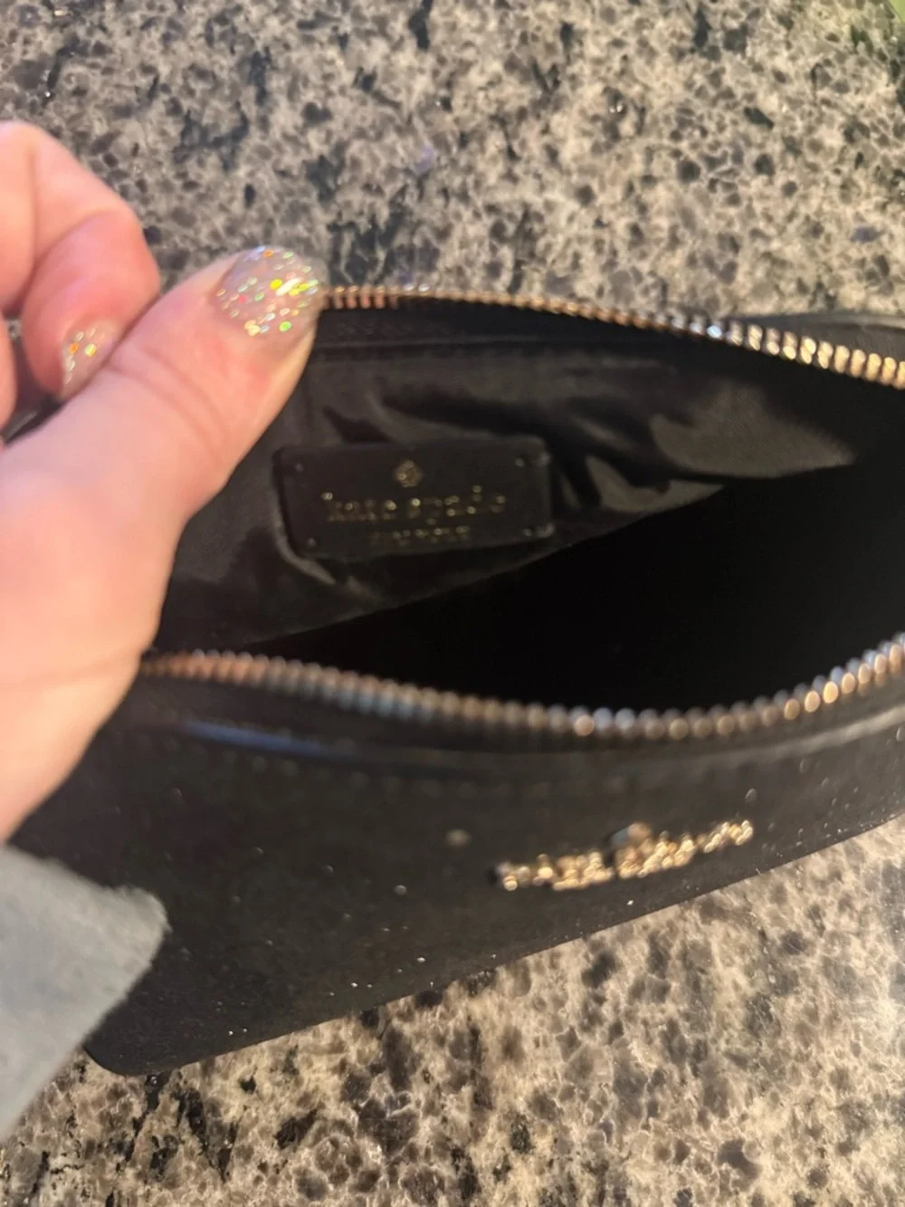 Kate Spade New York Dome Shimmery Glitter Fabric Small Cosmetic Bag